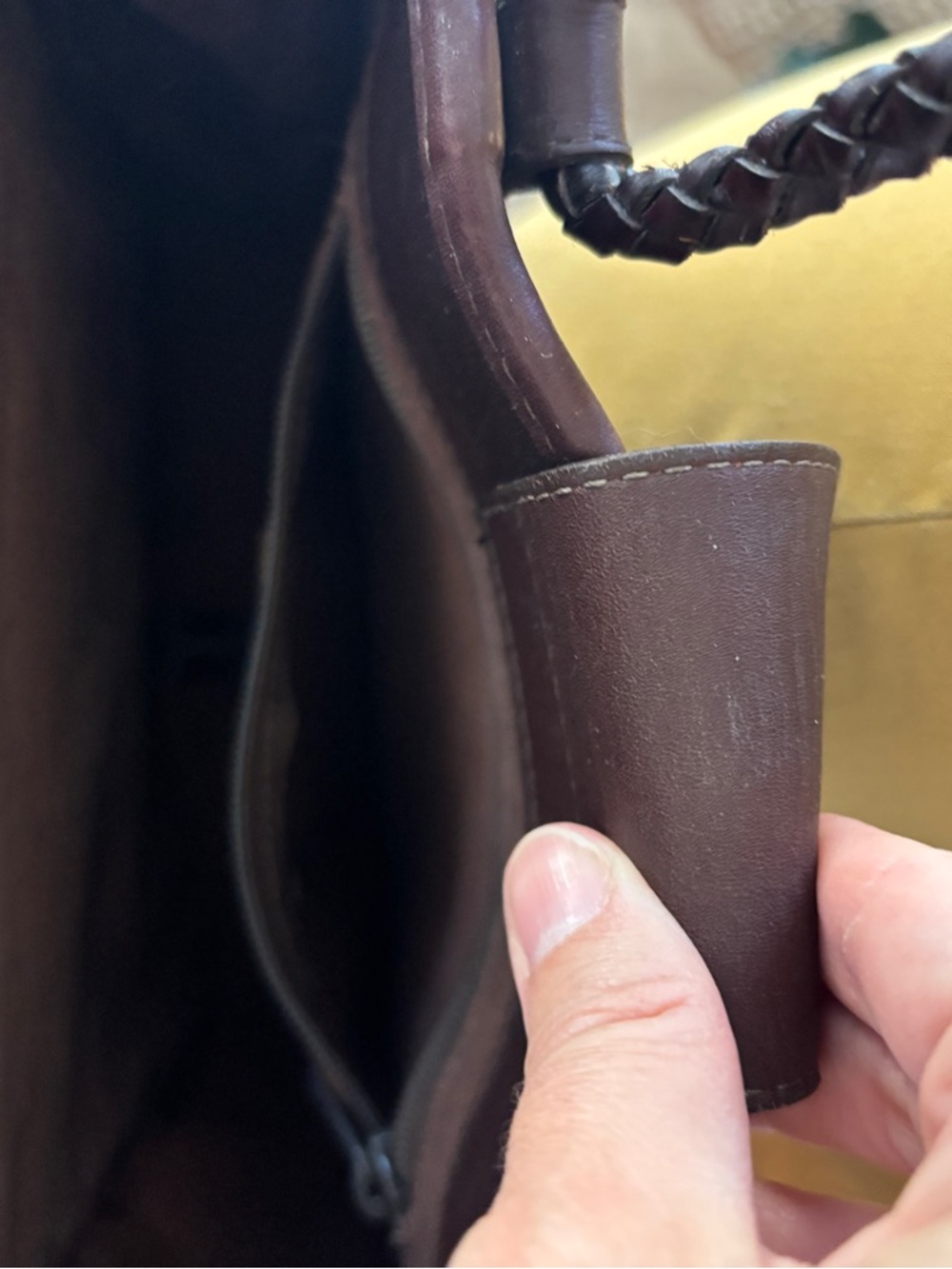 Dark Brown Brighton Woven Leather Tote Bag with Braided Handles & Heart Charm - Picture 13 of 15